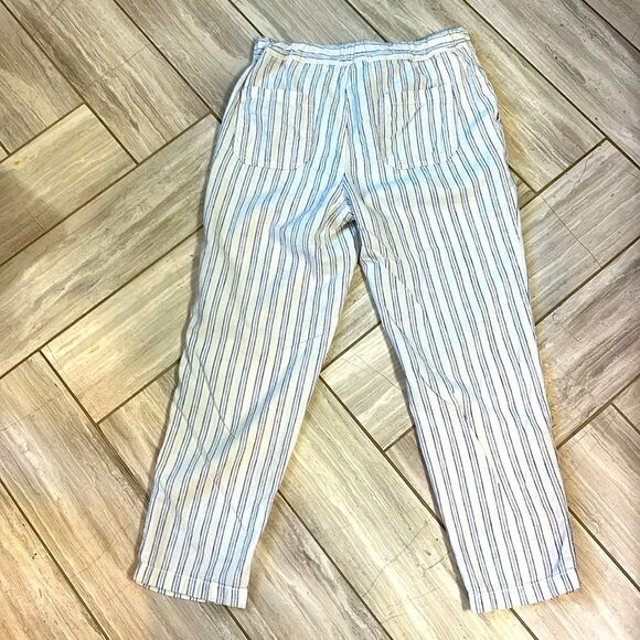 Anthropologie White and Blue Light Weight Cotton Pants with Nautical Stripes - Picture 4 of 8